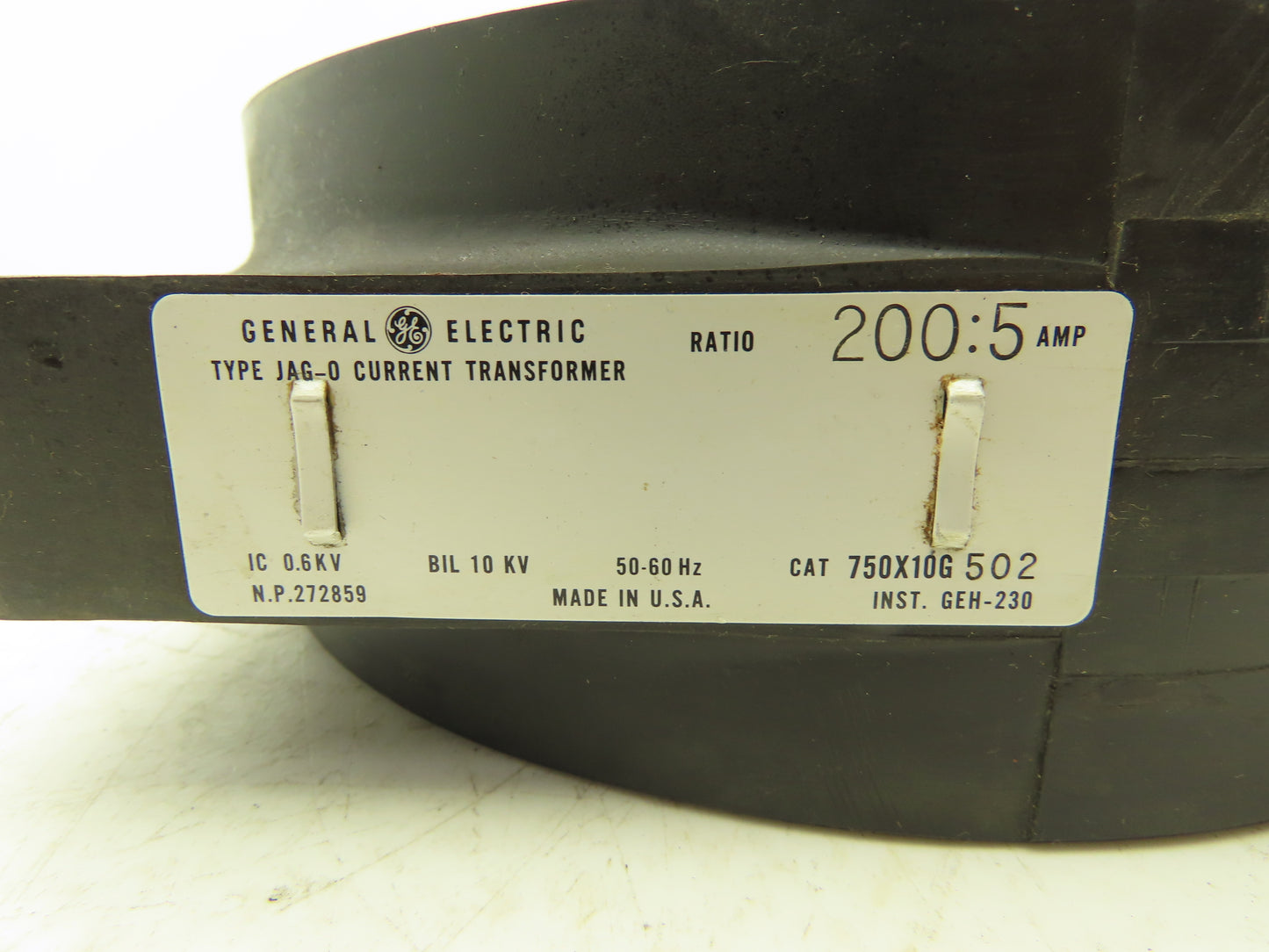 General Electric 750X10G 502 JAG-0 Current Transformer 200:5A Ratio 0.6KV