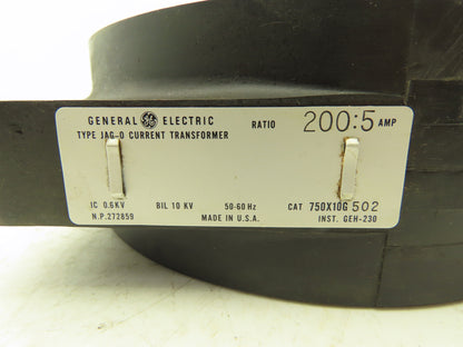 General Electric 750X10G 502 JAG-0 Current Transformer 200:5A Ratio 0.6KV