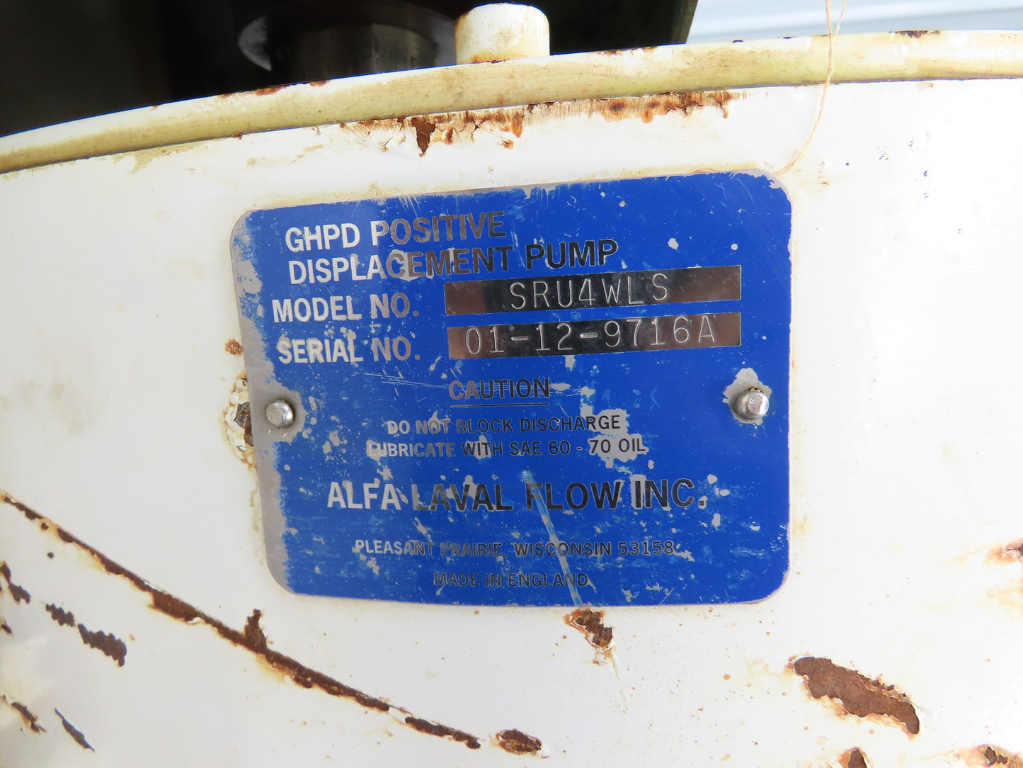 Alfa Laval Flow SRU-4-WLS Sanitary Rotary Lobe Pump 2.5" Tri-Clamp 7.5Hp 3PH