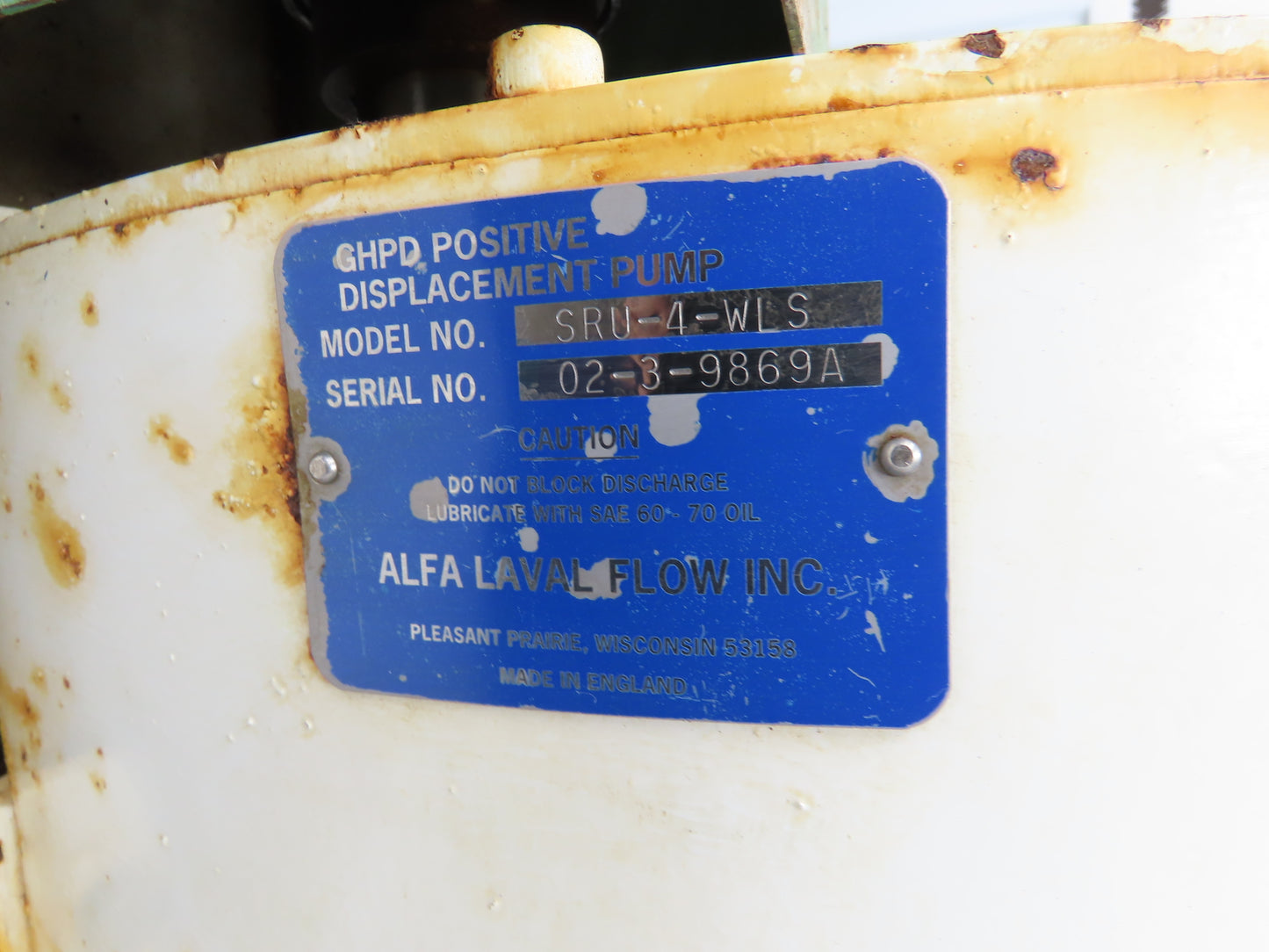 Alfa Laval Flow SRU-4-WLS Sanitary Rotary Lobe Pump 2.5" Tri-Clamp 7.5Hp *READ*