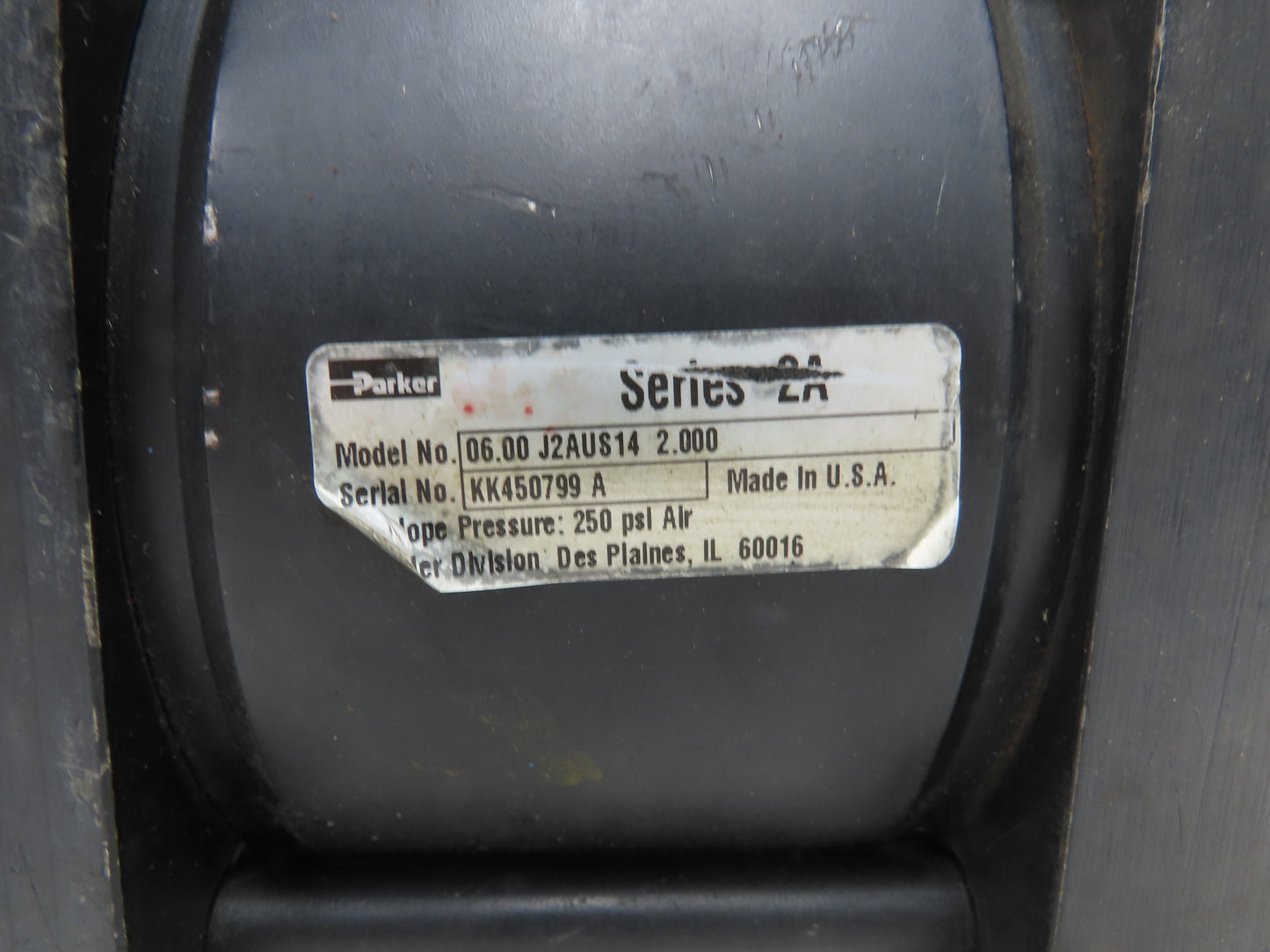 Parker 6.00 J2AUS14 2.000 Pneumatic Air Cylinder 6" Bore 2" Stroke 250PSI