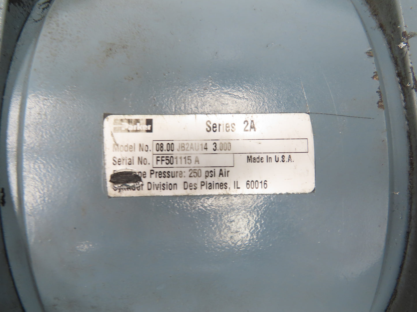 Parker 08.00 JB2AU14 3.000 Pneumatic Air Cylinder 8" Bore 3" Stroke 250PSI