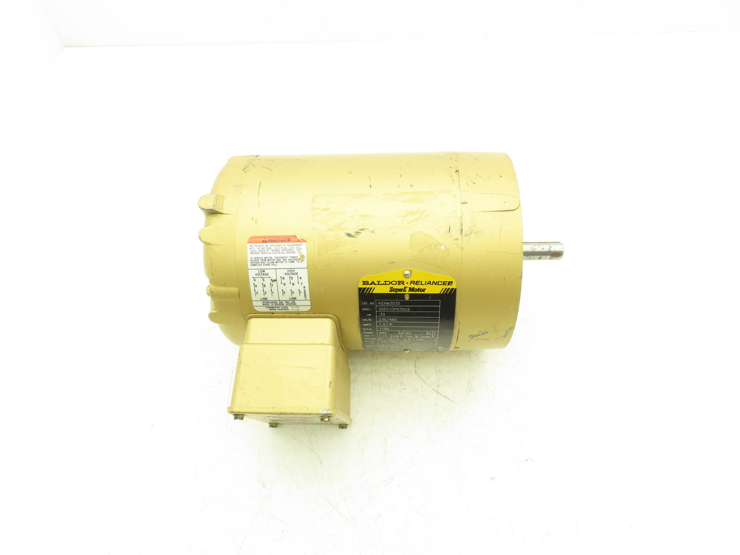 Baldor Reliance KENM3535 Super-E AC Motor .33Hp 1150 RPM 230/460V 3PH 56C-Face
