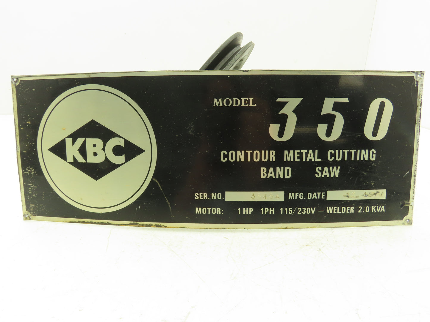 KBC Belt Tensioning Pulley Assy 2 Groove W Adjustable Mount Off KBC 350 Band Saw