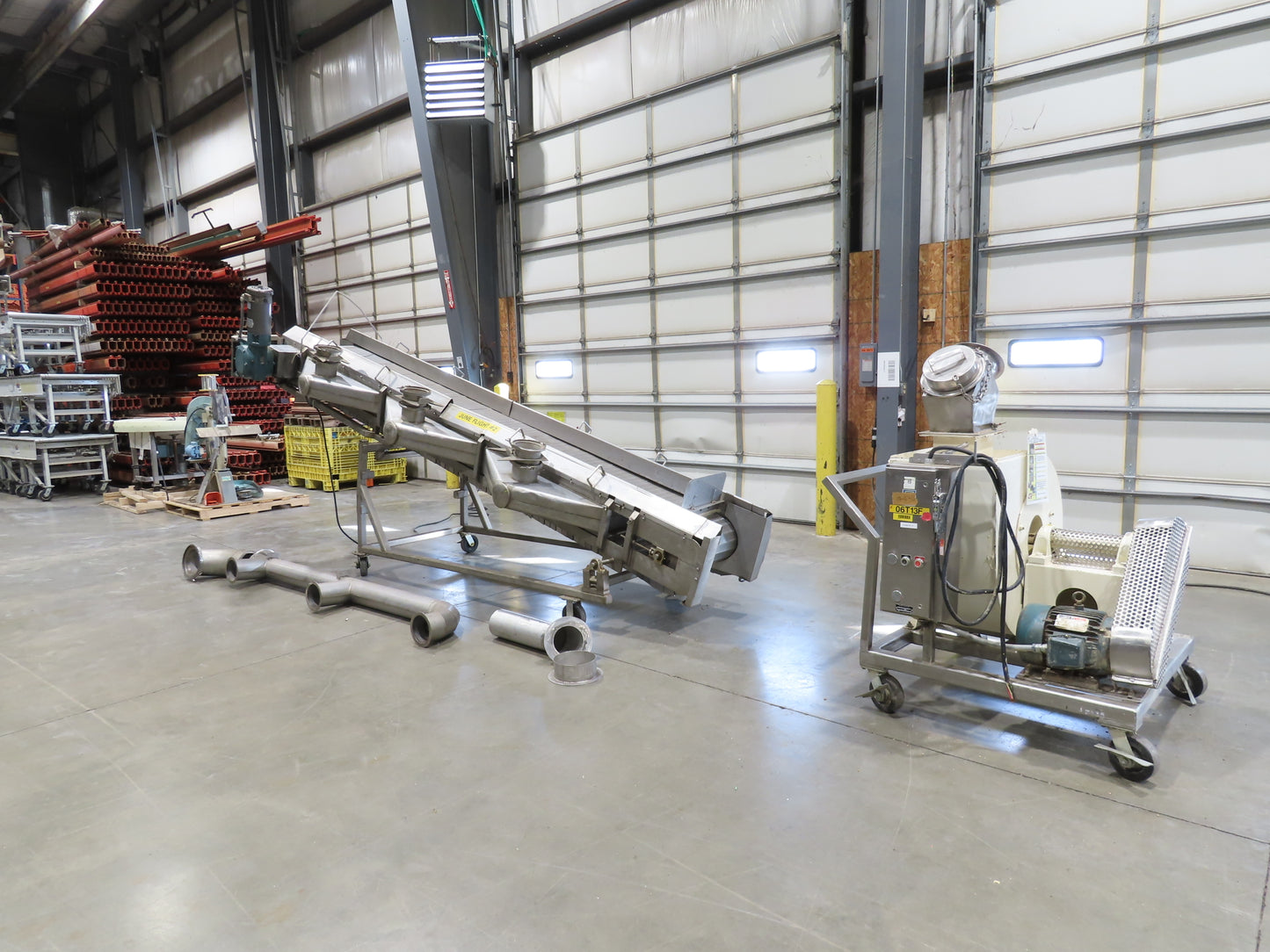 26"x 14' 8" Bulk Food Process Incline Conveyor 115V with Dust Collector Blower