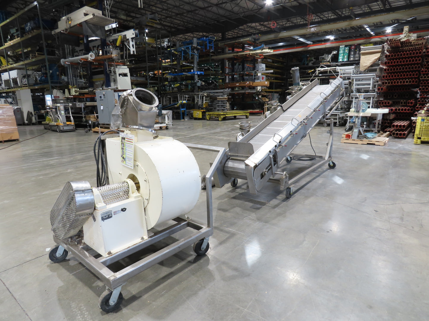 26"x 14' 8" Bulk Food Process Incline Conveyor 115V with Dust Collector Blower