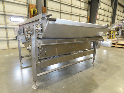 Woods 70"W x 74"L Sanitary Food Grade Infeed Conveyor 55"W Belt 480V 3PH 57FPM