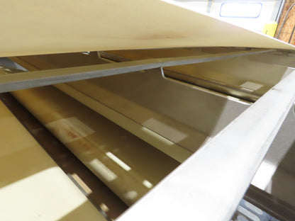 Woods 70"W x 74"L Sanitary Food Grade Infeed Conveyor 55"W Belt 480V 3PH 57FPM