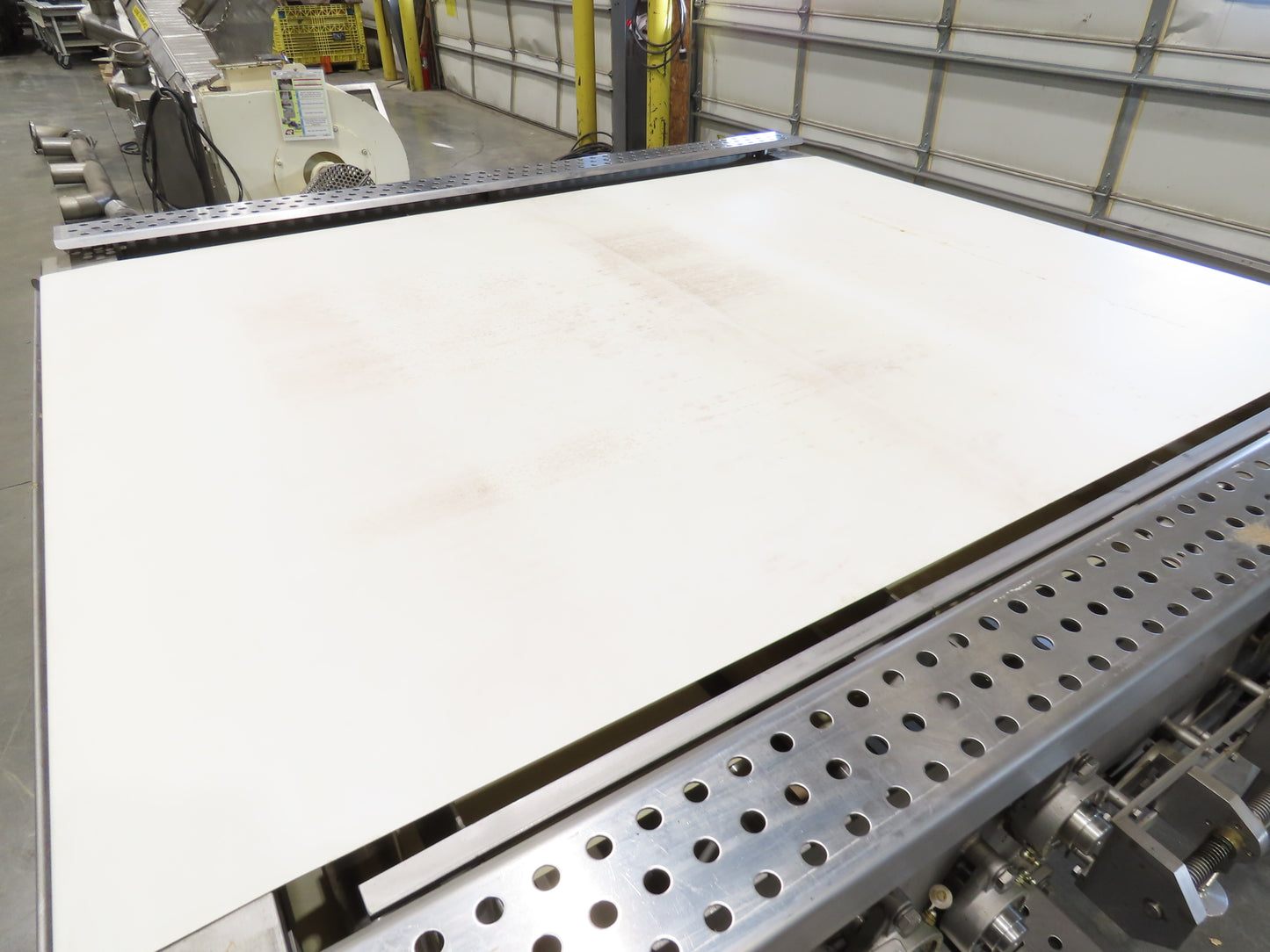 Woods 70"W x 74"L Sanitary Food Grade Infeed Conveyor 55"W Belt 480V 3PH 57FPM