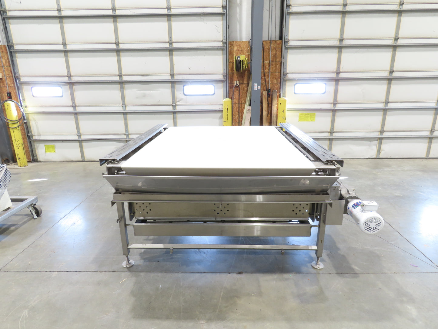 Woods 70"W x 74"L Sanitary Food Grade Infeed Conveyor 55"W Belt 480V 3PH 57FPM