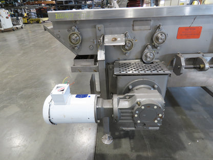 Woods 70"W x 74"L Sanitary Food Grade Infeed Conveyor 55"W Belt 480V 3PH 57FPM