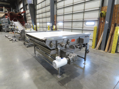 Woods 70"W x 74"L Sanitary Food Grade Infeed Conveyor 55"W Belt 480V 3PH 57FPM