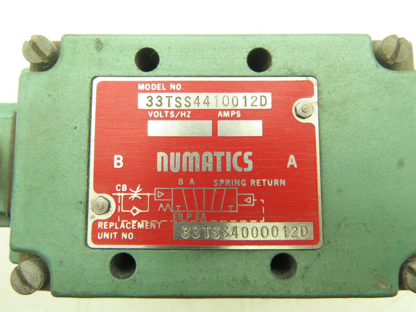 Numatics 33TSS4410012D Pneumatic Valve w/Single Manifold Block 150 PSI 3/8" NPT