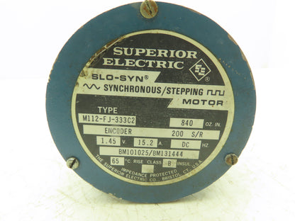 Superior Electric M112-FJ-333C2 SLO-SYN Synchronous/Stepping Motor 1.45VDC 15.2A