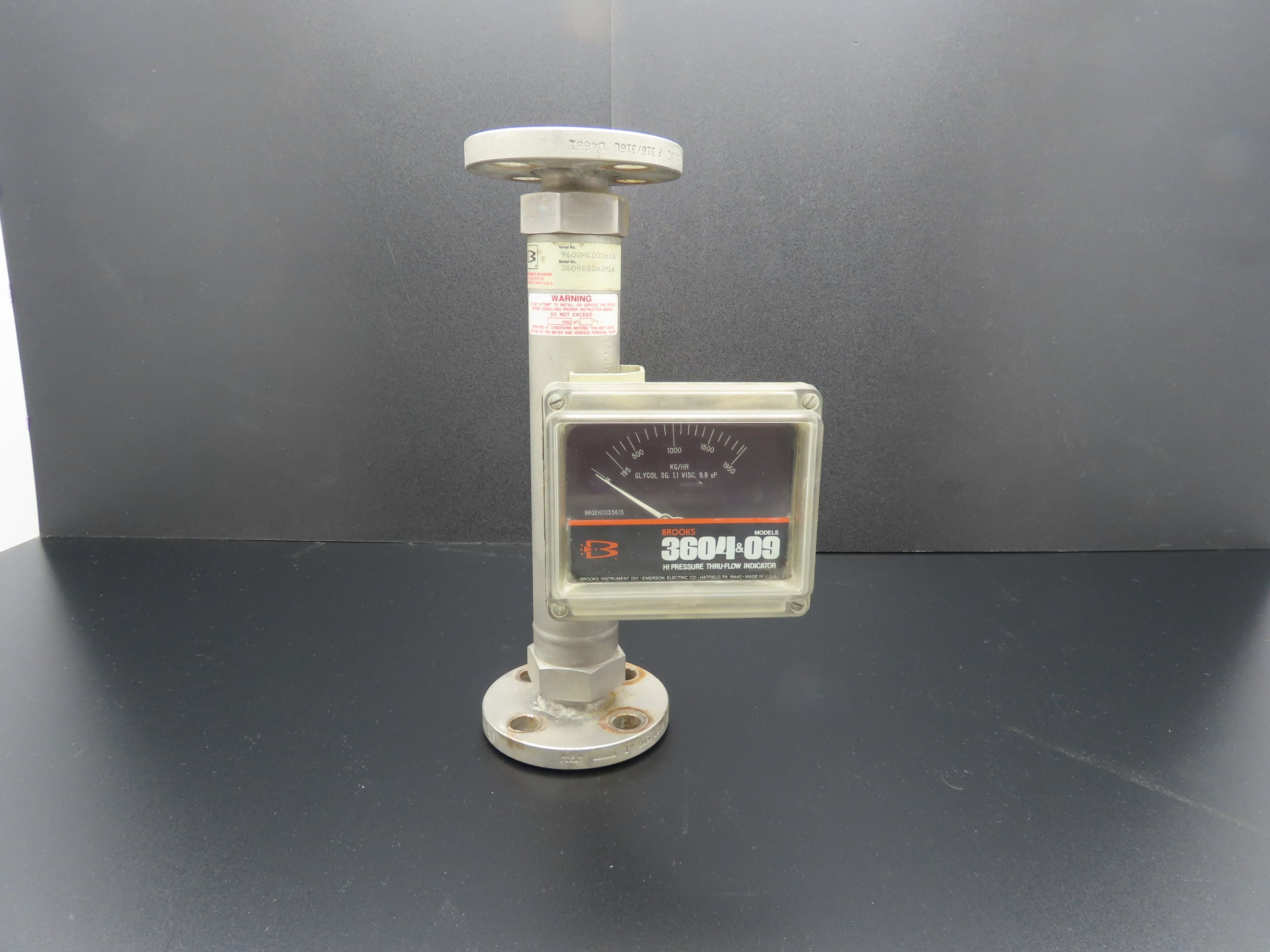 Brooks Instrument 3609EB2A2M1A Stainless High Pressure Thru-Flow Indic ...