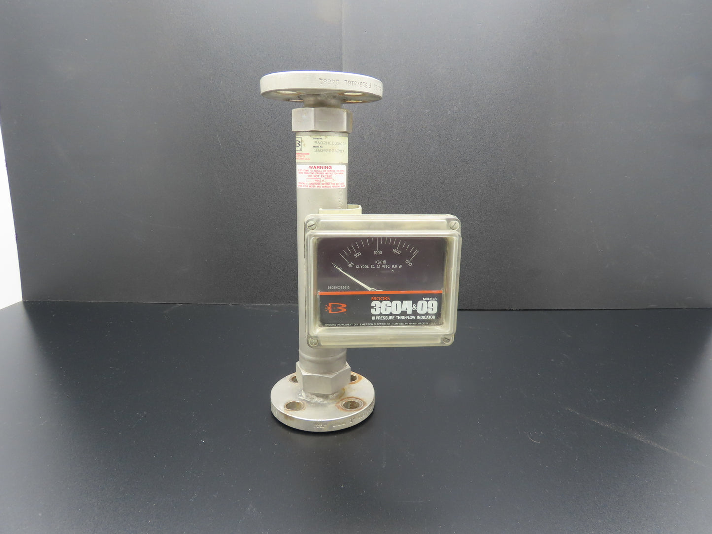 Brooks Instrument 3609EB2A2M1A Stainless High Pressure Thru-Flow Indicator 316SS