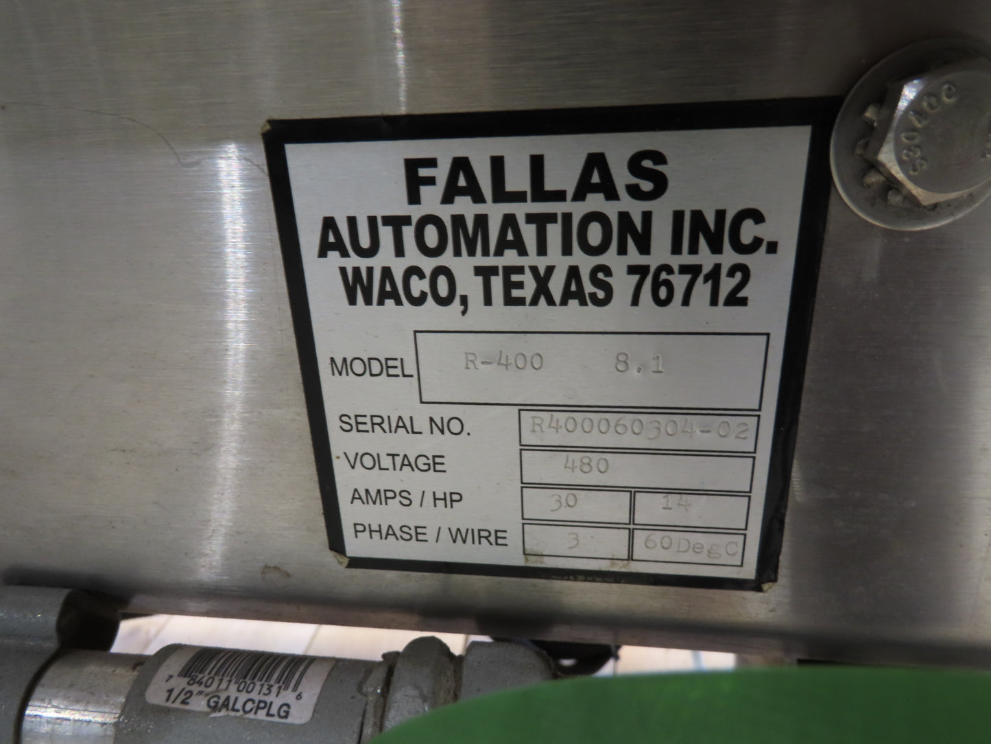 Fallas R400 8.1 Robotic Pick and Place Case Packer Infeed Sorter Conveyor 480V
