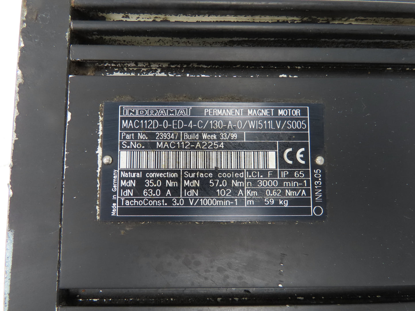 Rexroth Indramat MAC112D-0-ED-4-C130-A-0WI511LVS005 Permanent Magnet Servo Motor