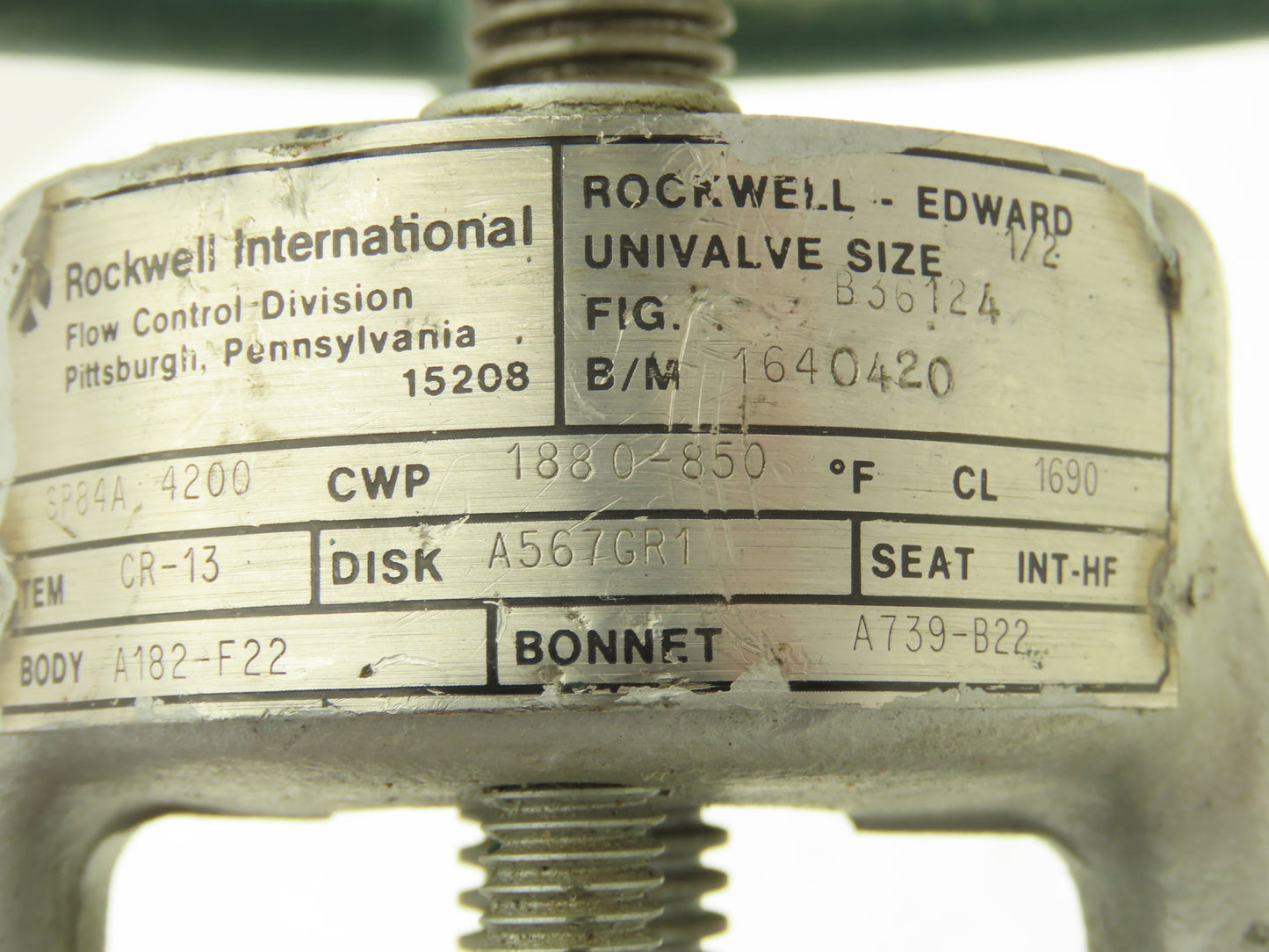 Rockwell Edward B36124 Univalve Globe Valve Y-Pattern 1/2"Socket Weld 1880psi