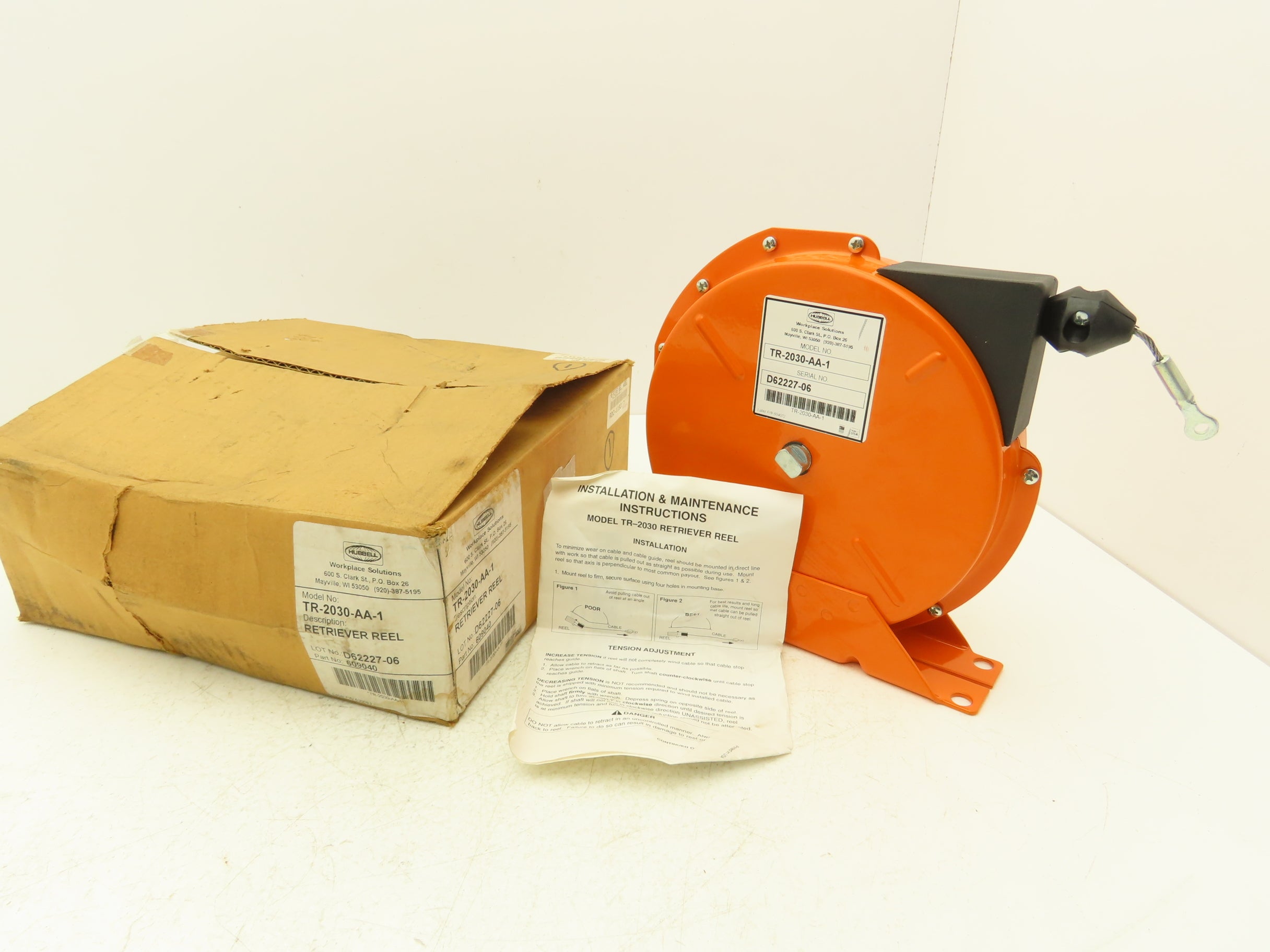 Hubbell Tools Hubbell TR-2030-AA-1 Retriever Reel Cable Tool Balancer 3lb 30' Cable ...