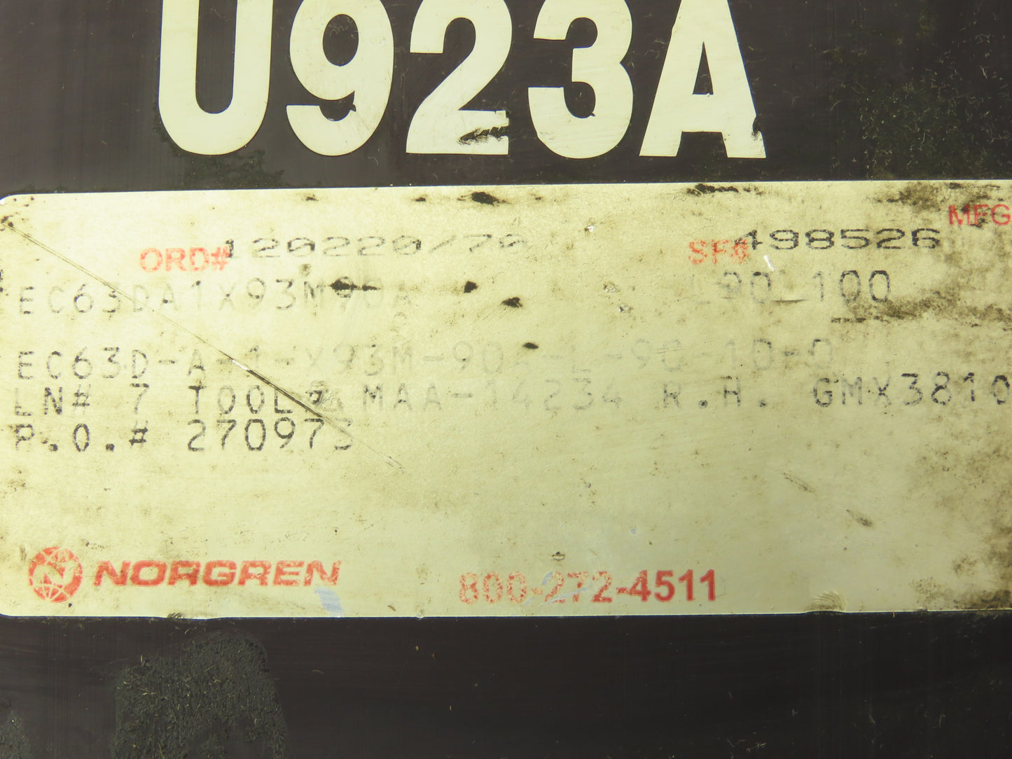 Norgren EC63D-A-1-X93M-90A-L-90-10-0 Pneumatic Power Clamp Arm EC63DA1X93M90A