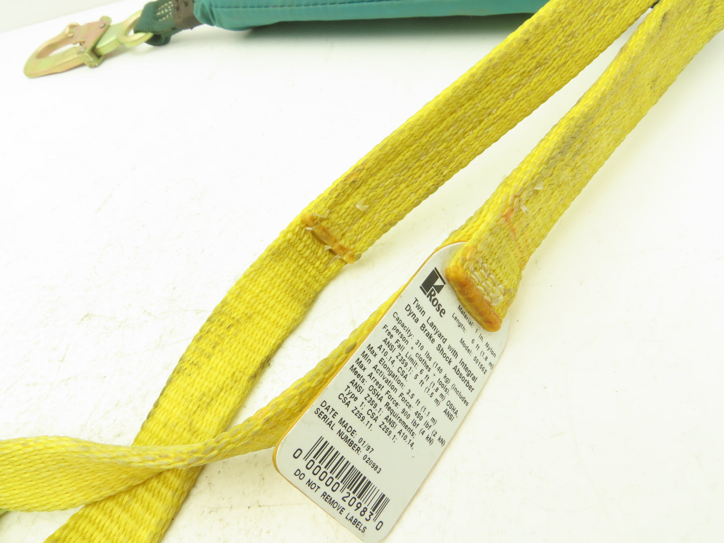 MSA Rose 501562 Twin Lanyard with Dyna Brake Shock Absorber 6Ft  Lot of 3