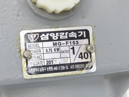 Samyang MAX MG-F153 Gearbox 40:1 Reducer 45rpm .75kw Inline Parallel Shaft IEC80