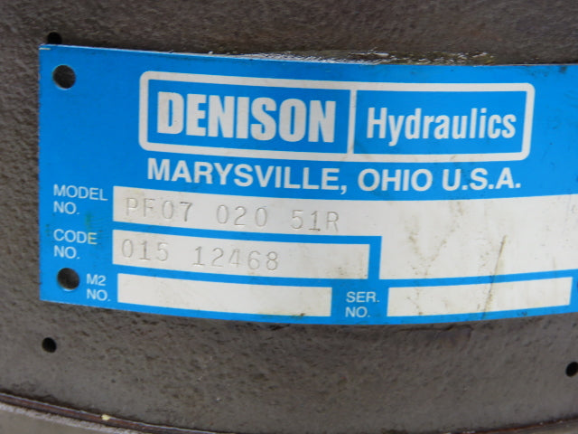 Denison PF07 020 51R Hydraulic Piston Pump 52GPM 6.7in³/rev 1-5/8" Keyed Shaft