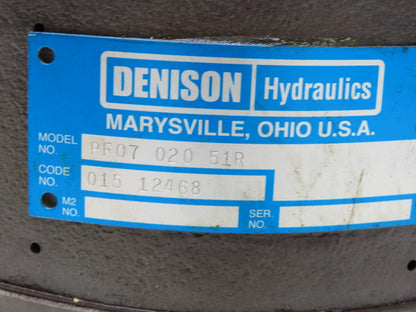 Denison PF07 020 51R Hydraulic Piston Pump 52GPM 6.7in³/rev 1-5/8" Keyed Shaft