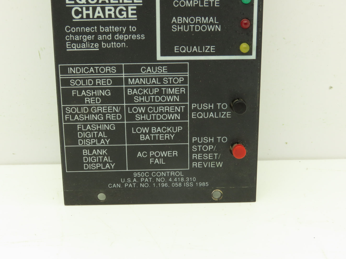 Hobart 950C Accu-Charge Forklift Battery Charger Control Panel Only 191290