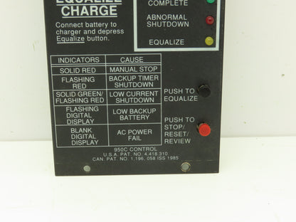 Hobart 950C Accu-Charge Forklift Battery Charger Control Panel Only 191290