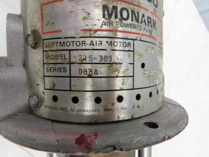 Graco 215-363 Monark Air Powered Transfer Pump Barrel Type 10:1 Ratio 4GPM