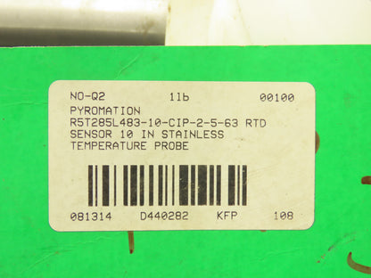 Pyromation R5T285L483-10-CIP-2-5-63 RTD Temperature Sensor 10"Probe Stainless
