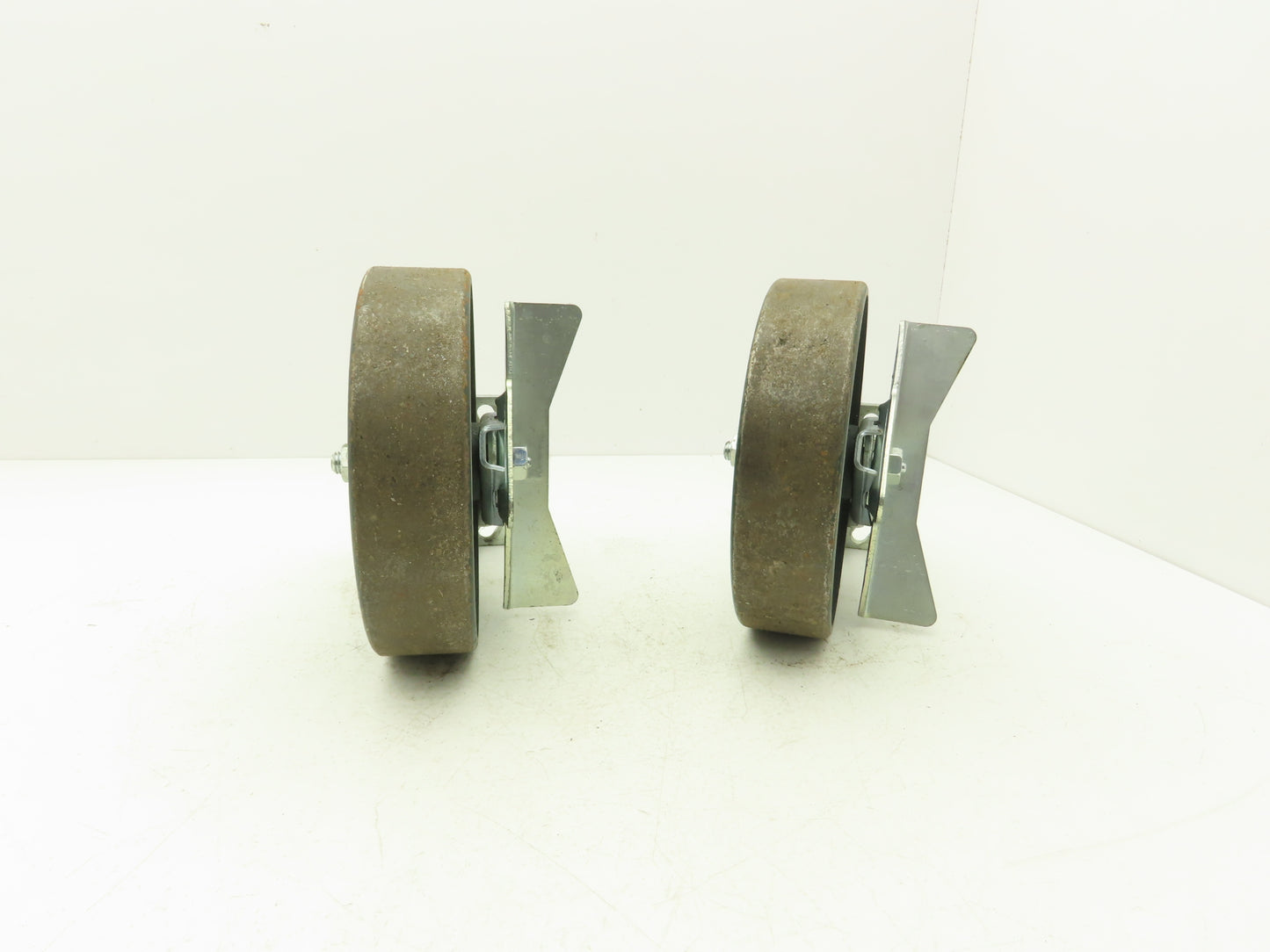 Colson 5-8-138 Caster Wheel Swivel 8" x 2" w/Lock Cast Iron 9-1/2" H Lot of 2