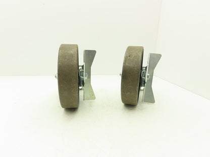 Colson 5-8-138 Caster Wheel Swivel 8" x 2" w/Lock Cast Iron 9-1/2" H Lot of 2