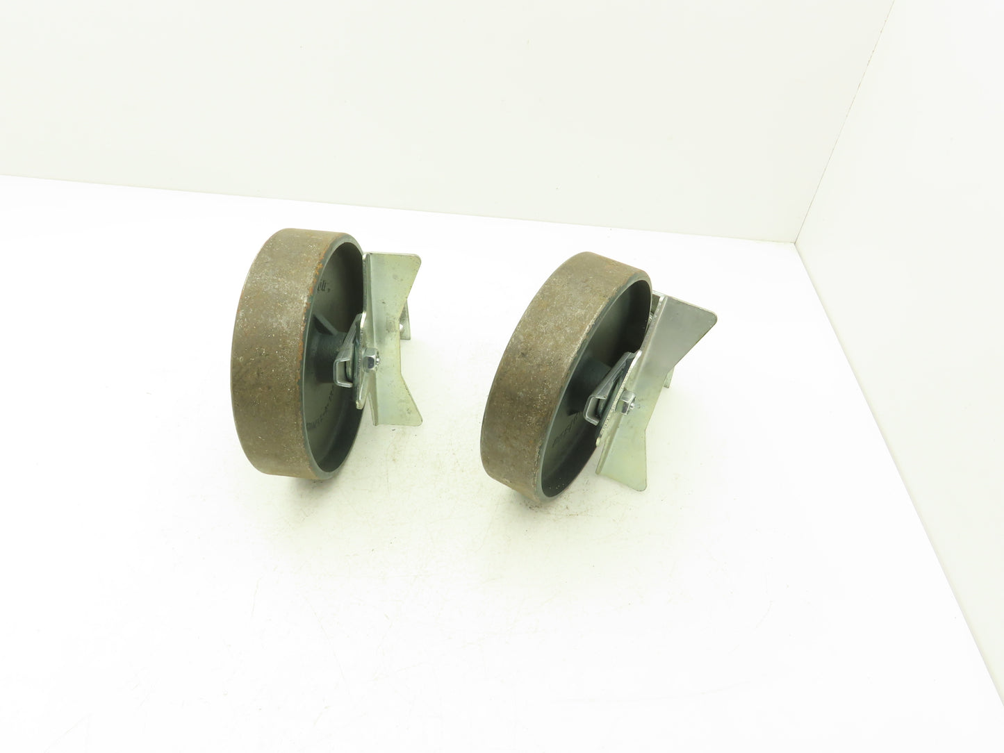 Colson 5-8-138 Caster Wheel Swivel 8" x 2" w/Lock Cast Iron 9-1/2" H Lot of 2