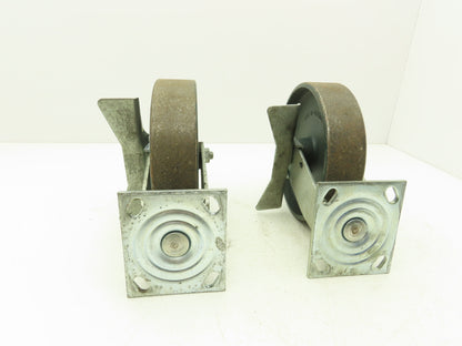 Colson 5-8-138 Caster Wheel Swivel 8" x 2" w/Lock Cast Iron 9-1/2" H Lot of 2
