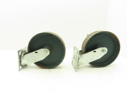 Colson 5-8-138 Caster Wheel Swivel 8" x 2" w/Lock Cast Iron 9-1/2" H Lot of 2