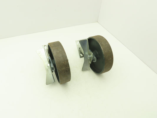 Colson 5-8-138 Caster Wheel Swivel 8" x 2" w/Lock Cast Iron 9-1/2" H Lot of 2
