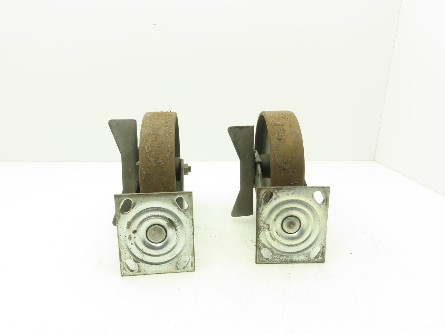 Colson 5-8-138 Caster Wheel Swivel 8" x 2" w/Lock Cast Iron 9-1/2" H Lot of 2