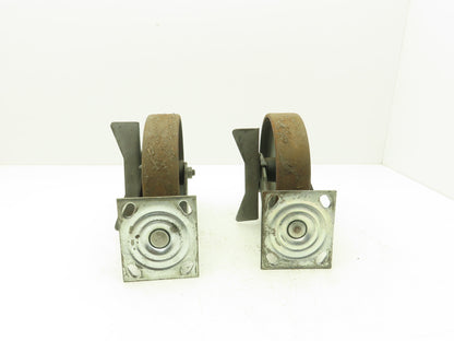 Colson 5-8-138 Caster Wheel Swivel 8" x 2" w/Lock Cast Iron 9-1/2" H Lot of 2