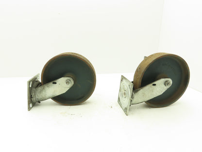 Colson 5-8-138 Caster Wheel Swivel 8" x 2" w/Lock Cast Iron 9-1/2" H Lot of 2