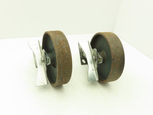 Colson 5-8-138 Caster Wheel Swivel 8" x 2" w/Lock Cast Iron 9-1/2" H Lot of 2