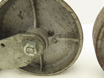 6" Caster Wheels Cast Iron Set of (4) 2-Swivel w Lock & (2)-Fixed Lot of 4