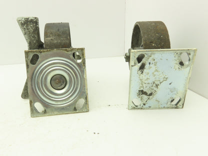 6" Caster Wheels Cast Iron Set of (4) 2-Swivel w Lock & (2)-Fixed Lot of 4