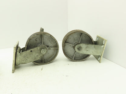 6" Caster Wheels Cast Iron Set of (4) 2-Swivel w Lock & (2)-Fixed Lot of 4