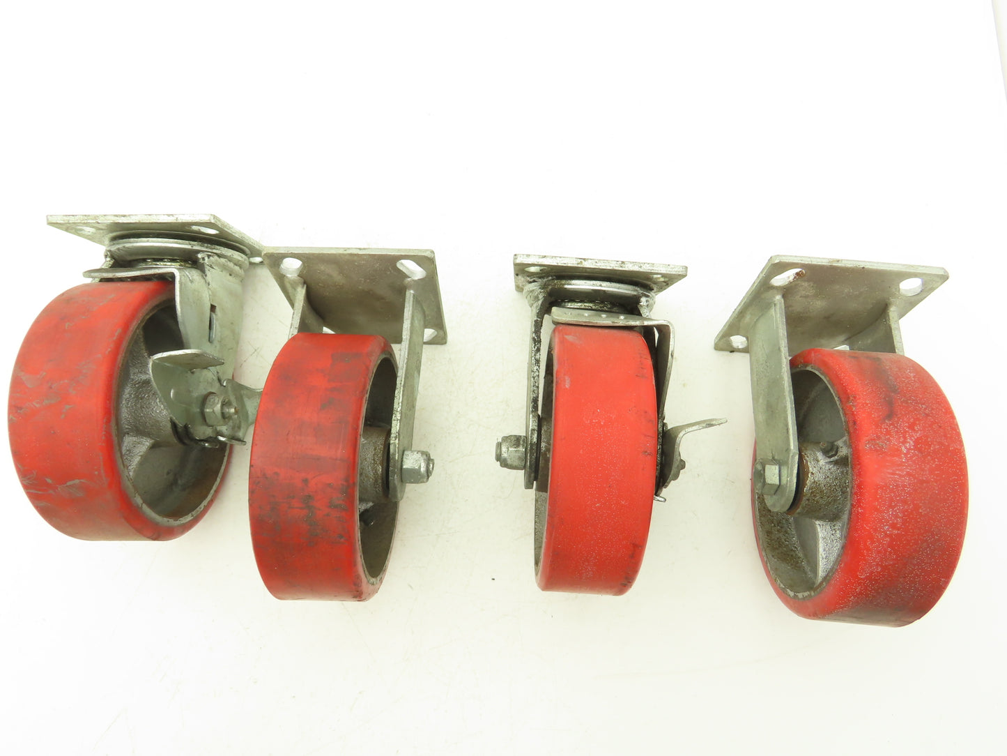Glide Max 6" Caster Wheels Poly Set of (4) 2-Swivel w Lock & (2)-Fixed Lot of 4