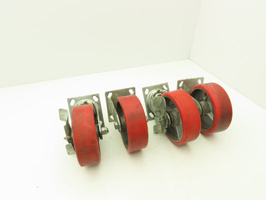 Glide Max 6" Caster Wheels Poly Set of (4) 2-Swivel w Lock & (2)-Fixed Lot of 4