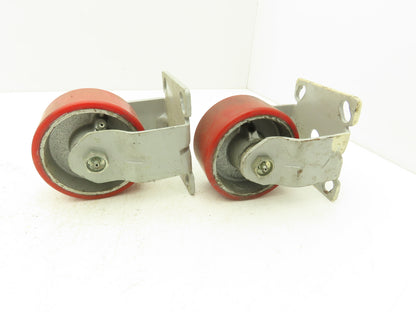 Fairbanks 4" Caster Wheel Poly/Cast (2) Swivel (2) 5-1/2" OAH Rigid Lot of 4