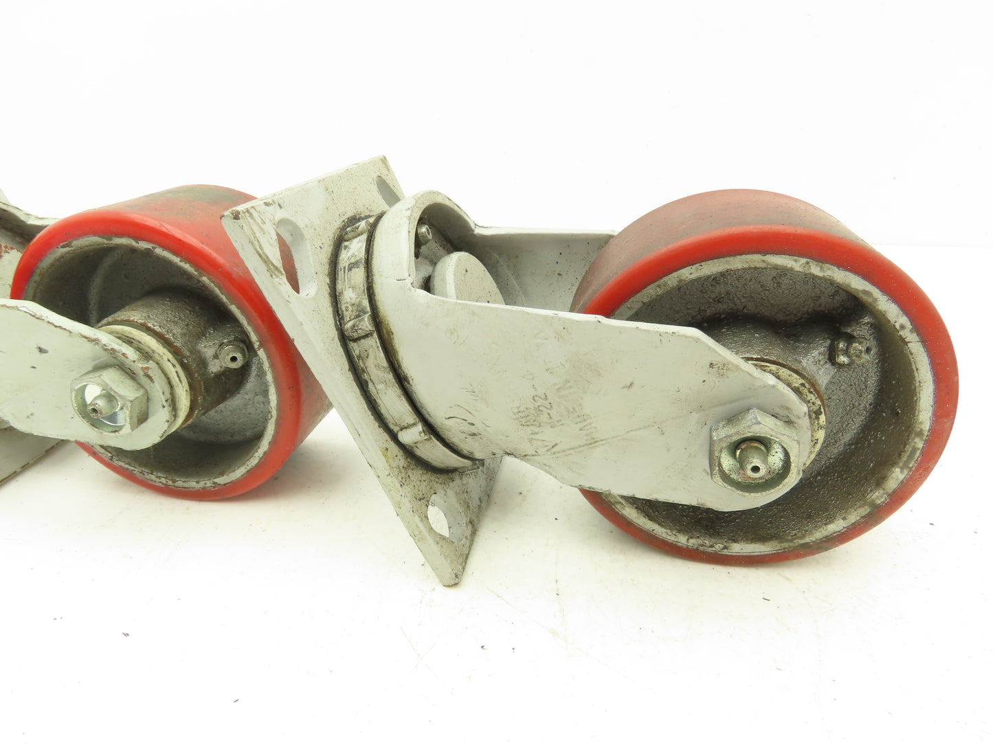 Fairbanks 4" Caster Wheel Poly/Cast (2) Swivel (2) 5-1/2" OAH Rigid Lot of 4